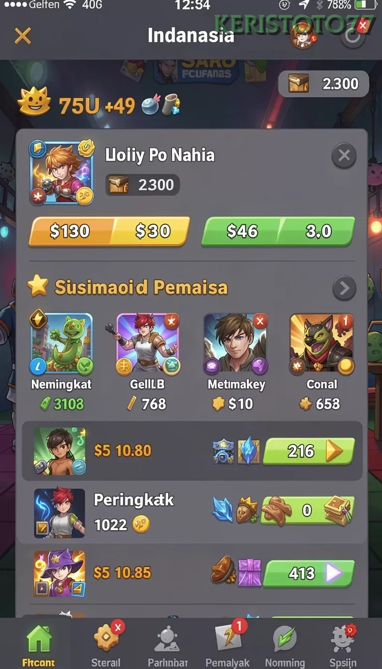 Cuplikan layar SUPER33 — menu navigasi